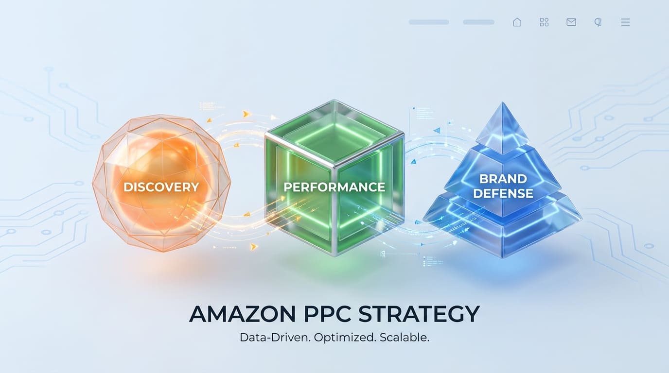 Amazon PPC strategy dashboard showing campaign performance metrics and ACoS optimization